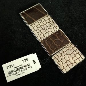 Cookie Lee Faux brown leather and silver bracelet